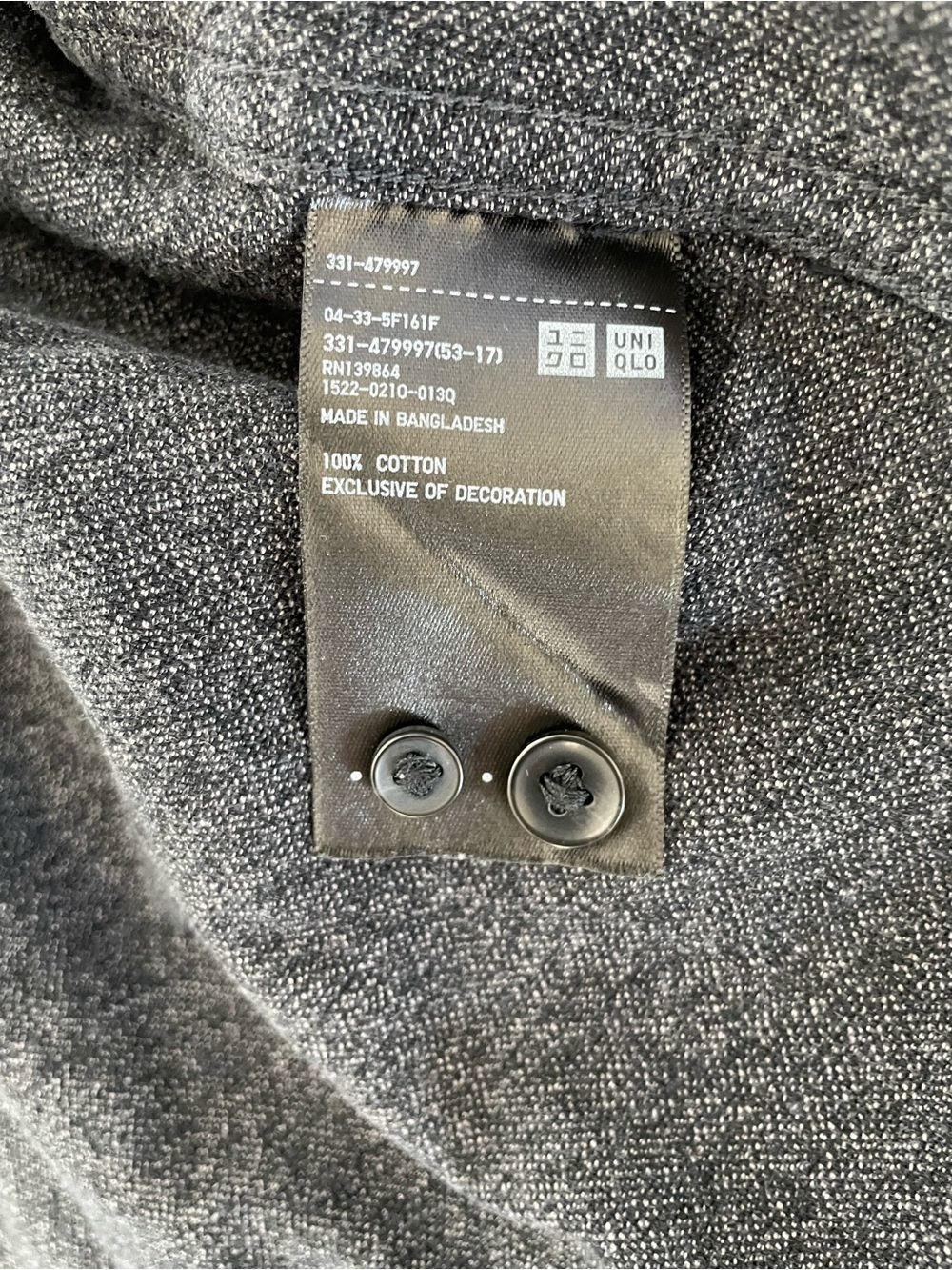 JW AndersonxUniqlo Men's Charcoal Button-Down Casual Shirt Jacket - Picture 8 of 8